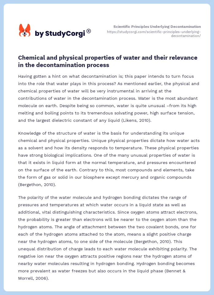 Scientific Principles Underlying Decontamination. Page 2