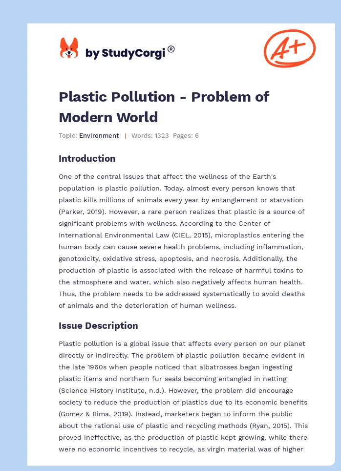 Plastic Pollution - Problem of Modern World. Page 1