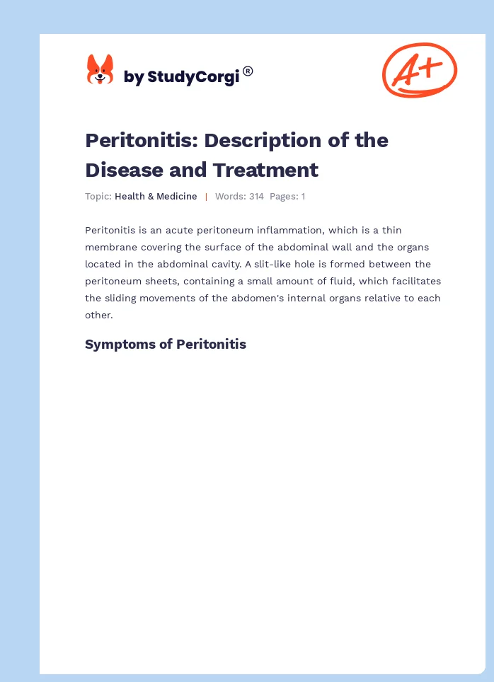 Peritonitis: Description of the Disease and Treatment. Page 1