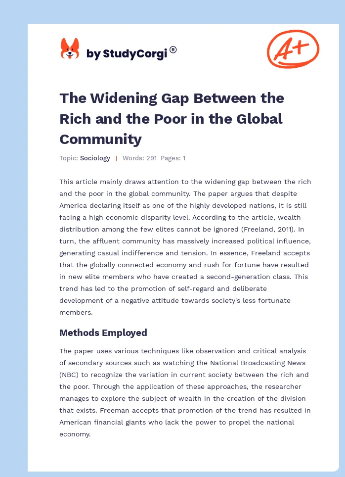 The Widening Gap Between the Rich and the Poor in the Global Community. Page 1