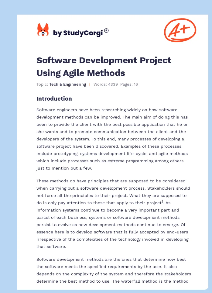 Software Development Project Using Agile Methods. Page 1