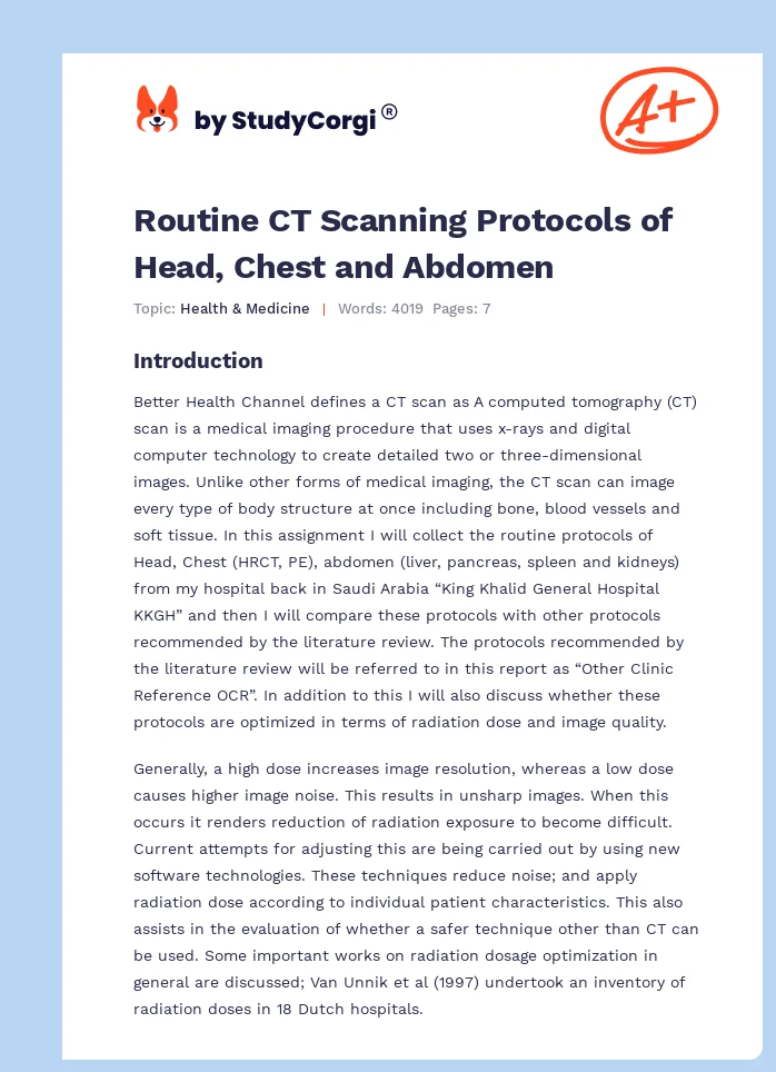 Routine CT Scanning Protocols of Head, Chest and Abdomen. Page 1