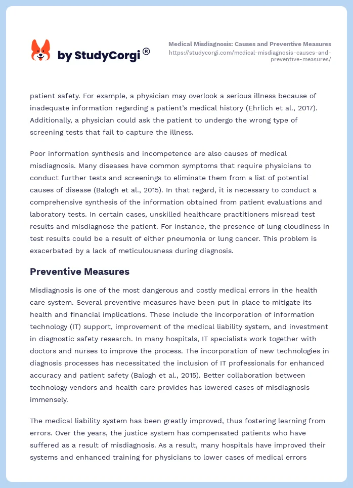 Medical Misdiagnosis: Causes and Preventive Measures. Page 2
