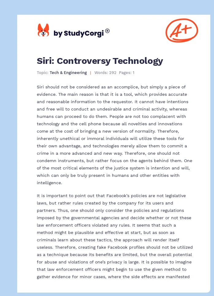 Siri: Controversy Technology. Page 1