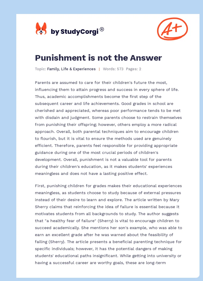 Punishment is not the Answer. Page 1