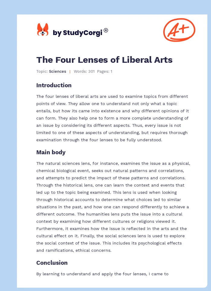 The Four Lenses of Liberal Arts. Page 1