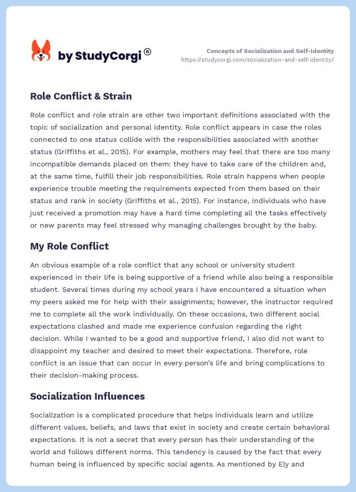 Concepts of Socialization and Self-Identity. Page 2