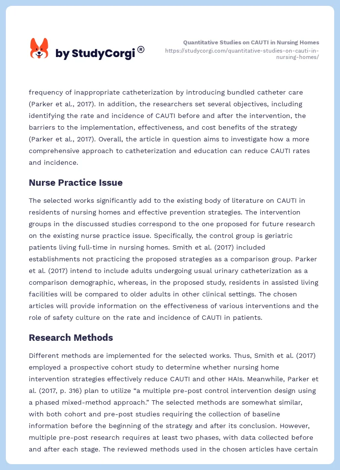 Quantitative Studies on CAUTI in Nursing Homes. Page 2
