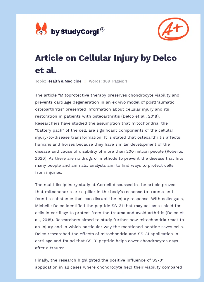 Article on Cellular Injury by Delco et al.. Page 1