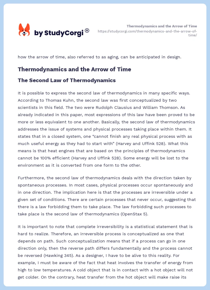 Thermodynamics and the Arrow of Time. Page 2