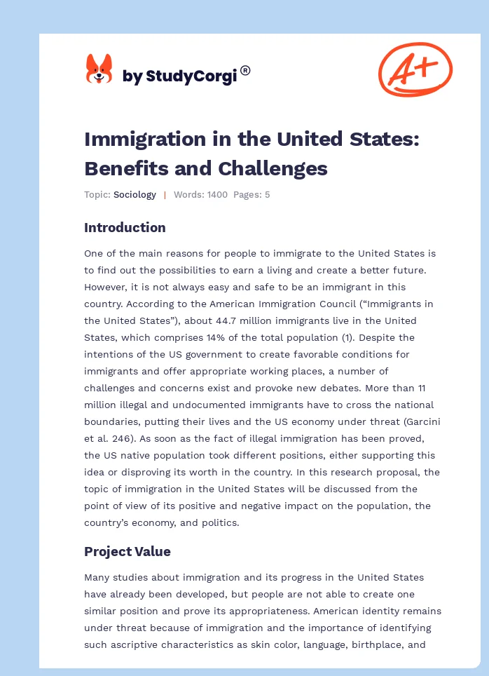 Immigration in the United States: Benefits and Challenges. Page 1