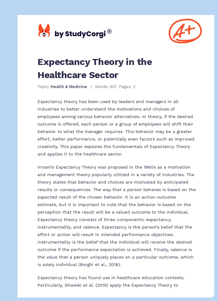 Expectancy Theory in the Healthcare Sector. Page 1