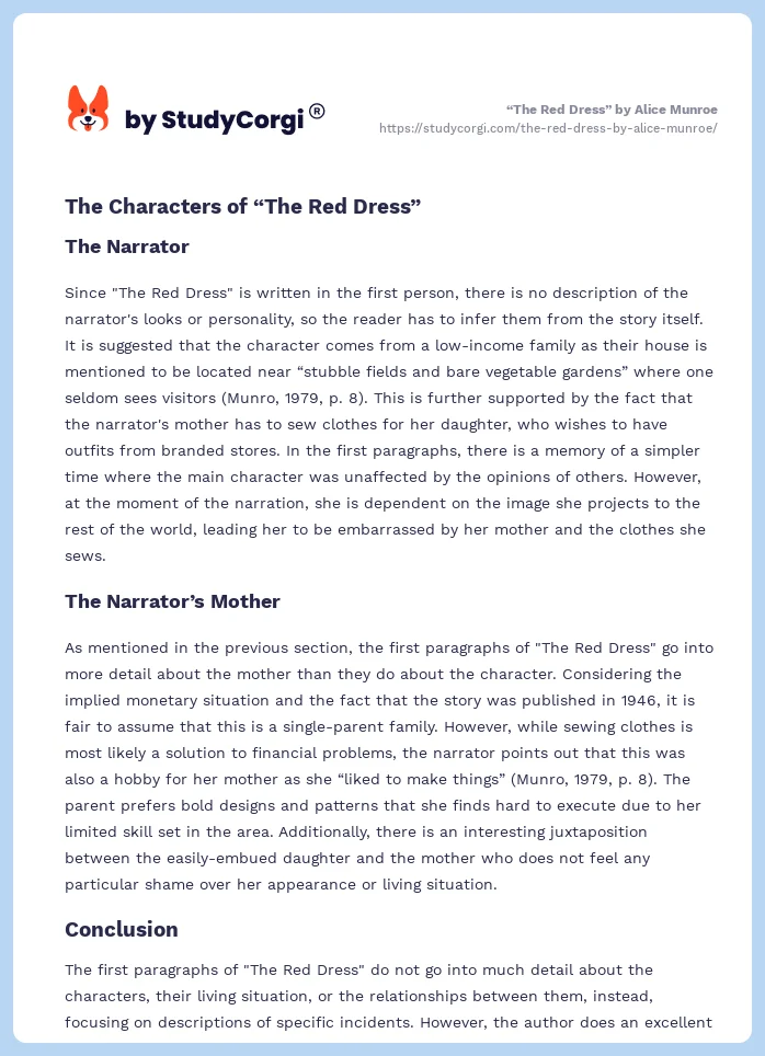 “The Red Dress” by Alice Munroe. Page 2
