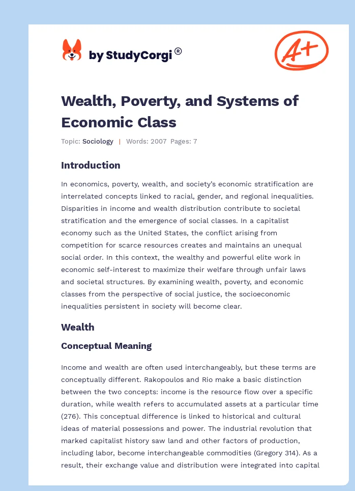 Wealth, Poverty, and Systems of Economic Class. Page 1