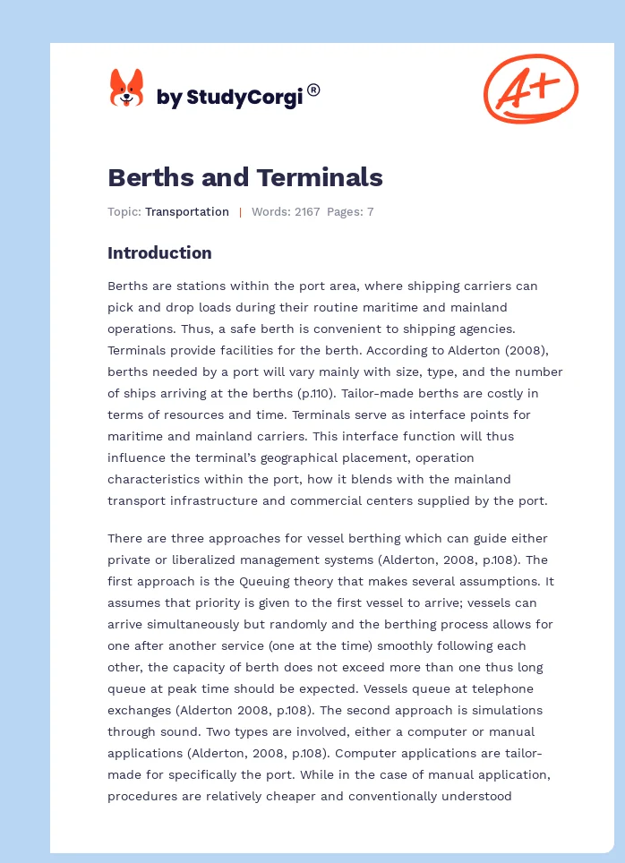 Berths and Terminals. Page 1
