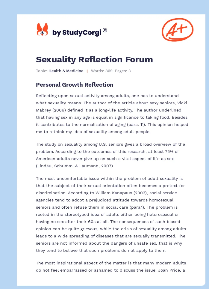 Sexuality Reflection Forum. Page 1