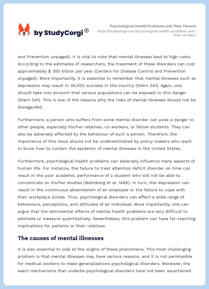 Psychological Health Problems and Their Threats. Page 2