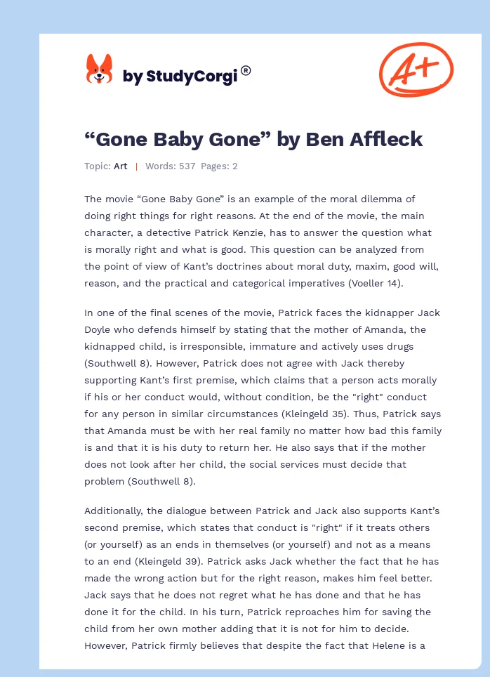 “Gone Baby Gone” by Ben Affleck. Page 1