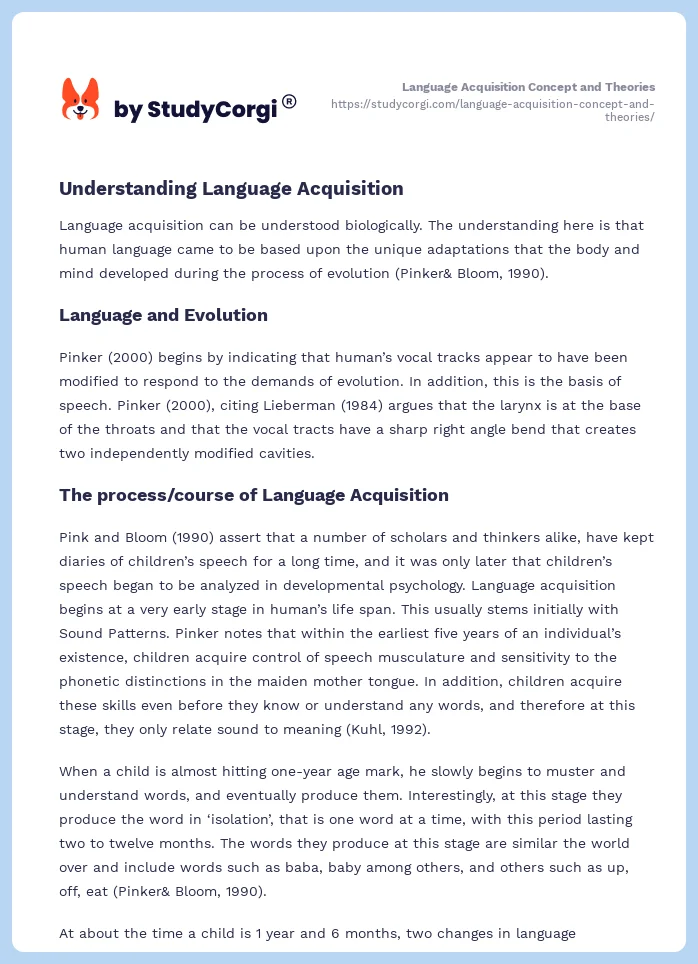Language Acquisition Concept and Theories. Page 2