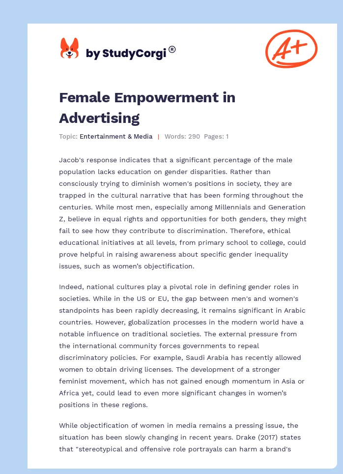 Female Empowerment in Advertising. Page 1