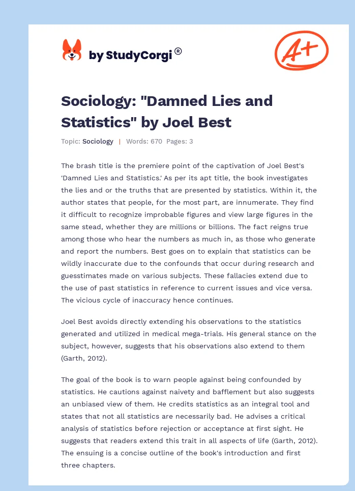 Sociology: "Damned Lies and Statistics" by Joel Best. Page 1