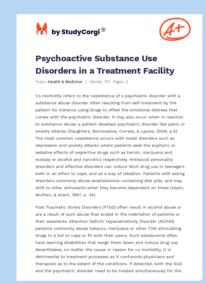 Psychoactive Substance Use Disorders in a Treatment Facility. Page 1
