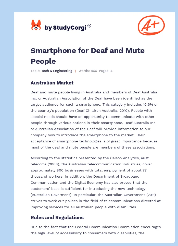 Smartphone for Deaf and Mute People. Page 1