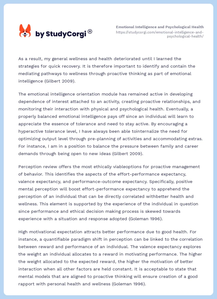 Emotional Intelligence and Psychological Health. Page 2