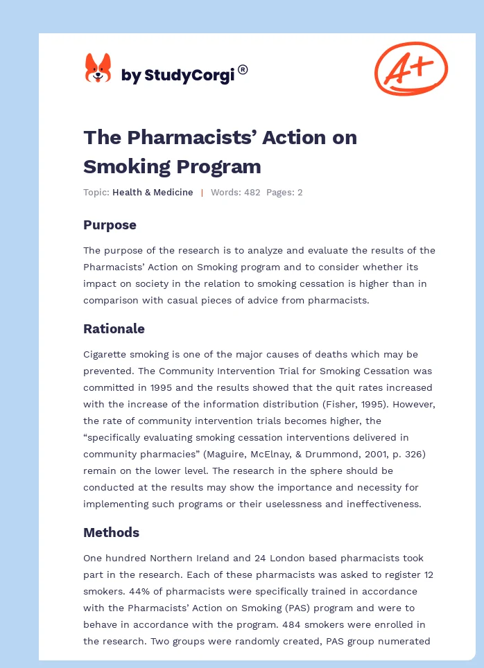 The Pharmacists’ Action on Smoking Program. Page 1