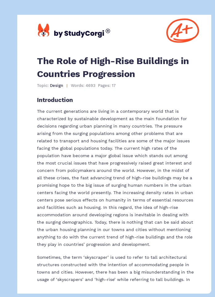 The Role of High-Rise Buildings in Countries Progression. Page 1