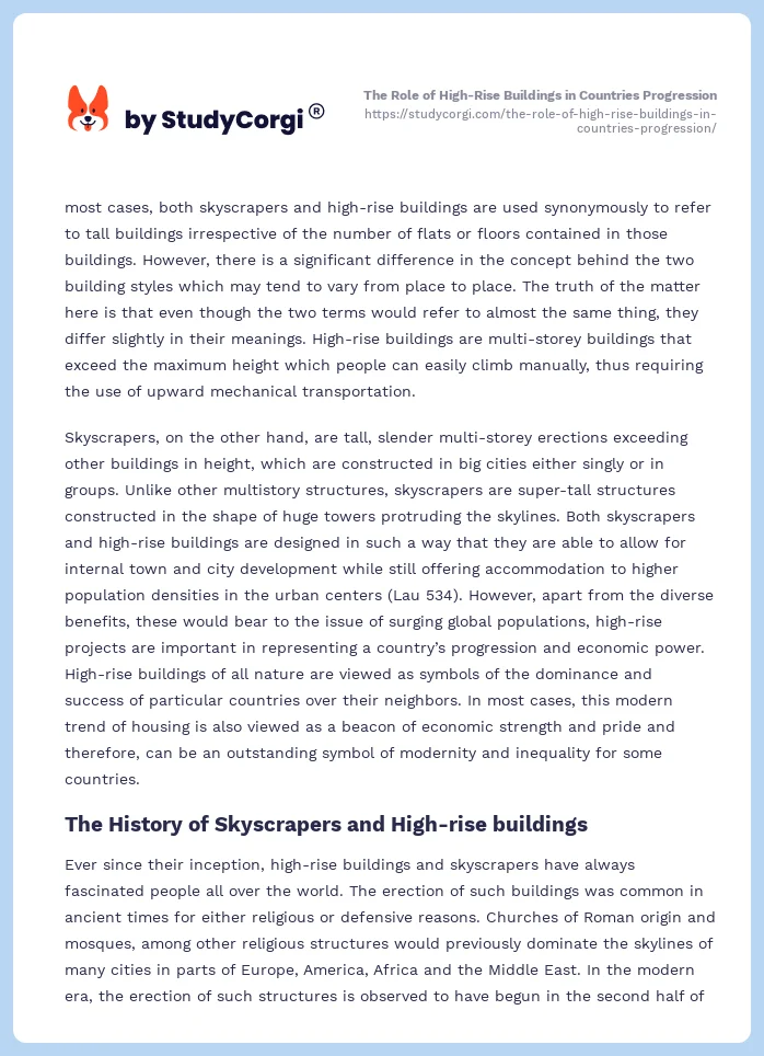 The Role of High-Rise Buildings in Countries Progression. Page 2