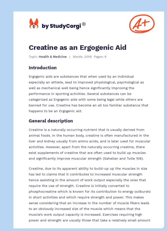 Creatine as an Ergogenic Aid. Page 1