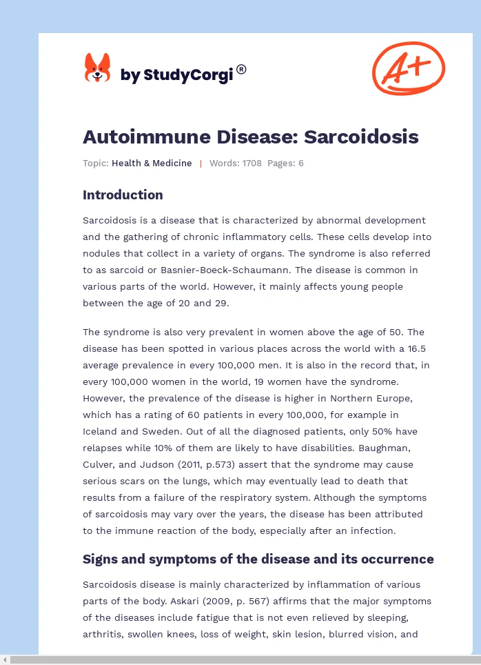 Autoimmune Disease: Sarcoidosis. Page 1