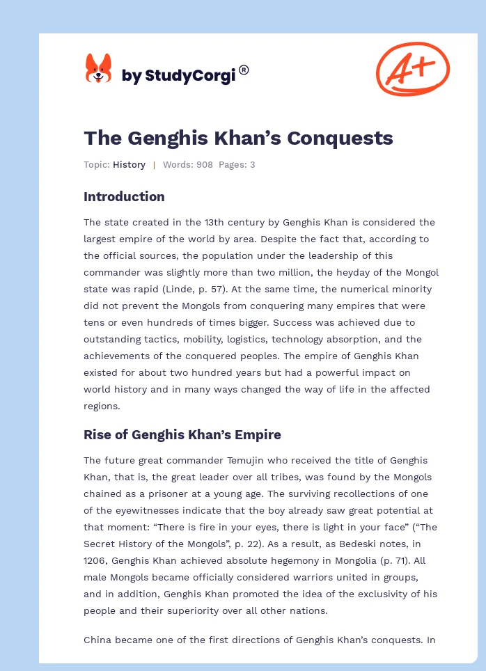 The Genghis Khan’s Conquests. Page 1