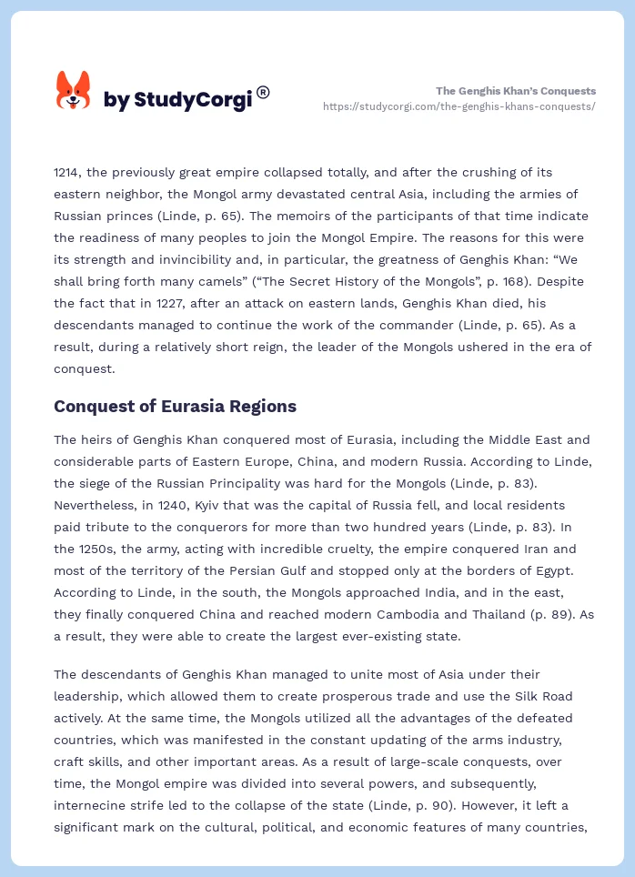 The Genghis Khan’s Conquests. Page 2