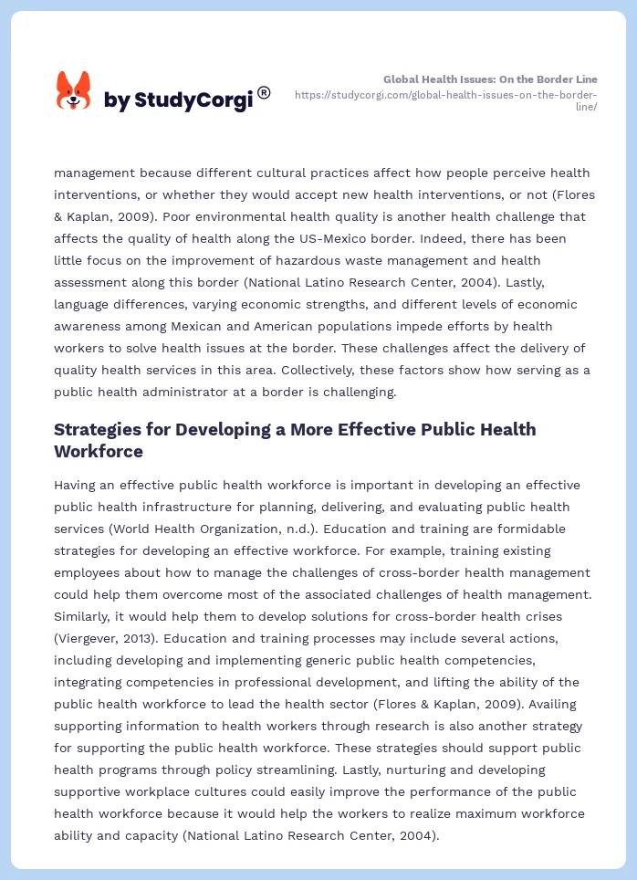 Global Health Issues: On the Border Line. Page 2