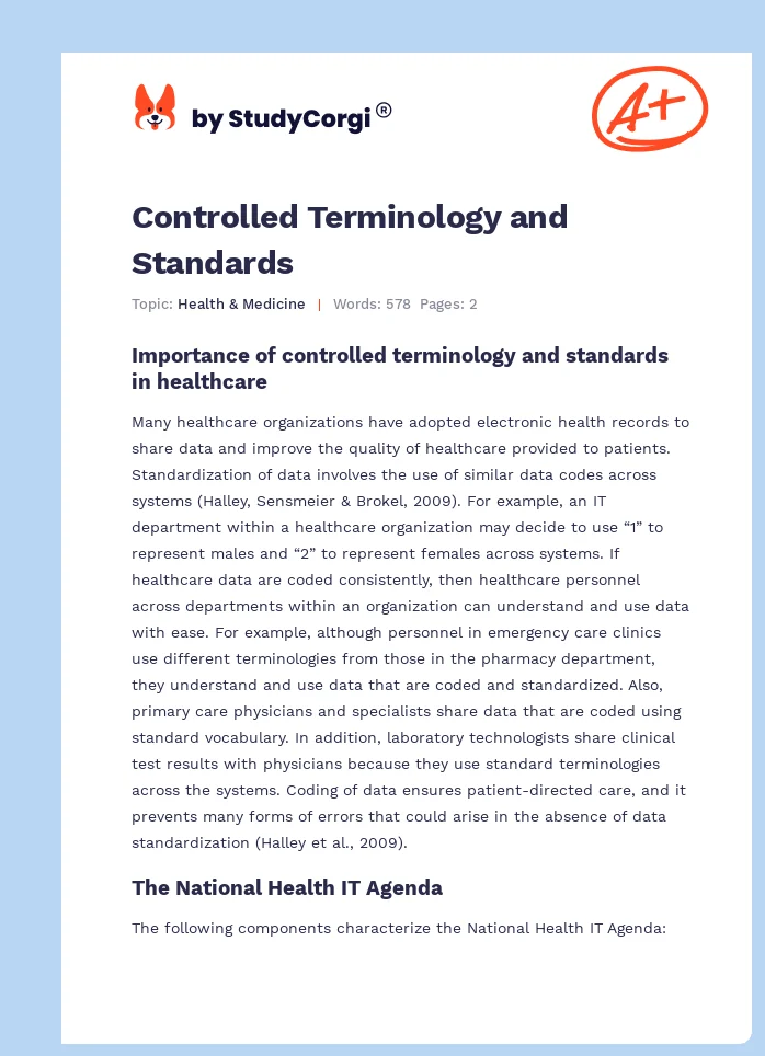 Controlled Terminology and Standards. Page 1