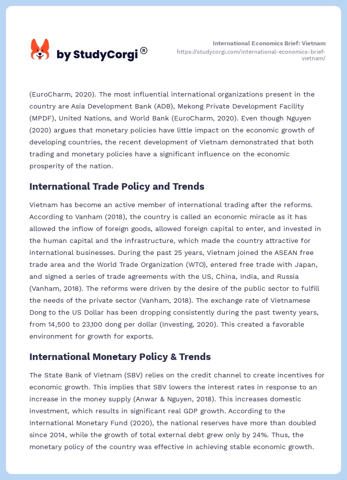 International Economics Brief: Vietnam. Page 2