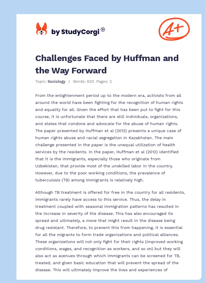 Challenges Faced by Huffman and the Way Forward. Page 1