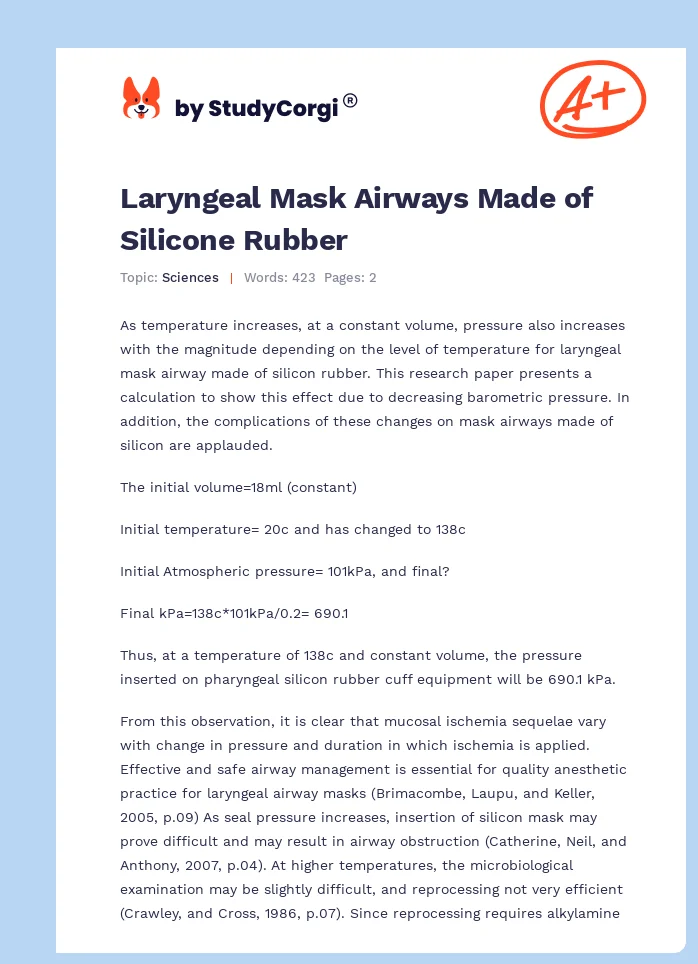 Laryngeal Mask Airways Made of Silicone Rubber. Page 1