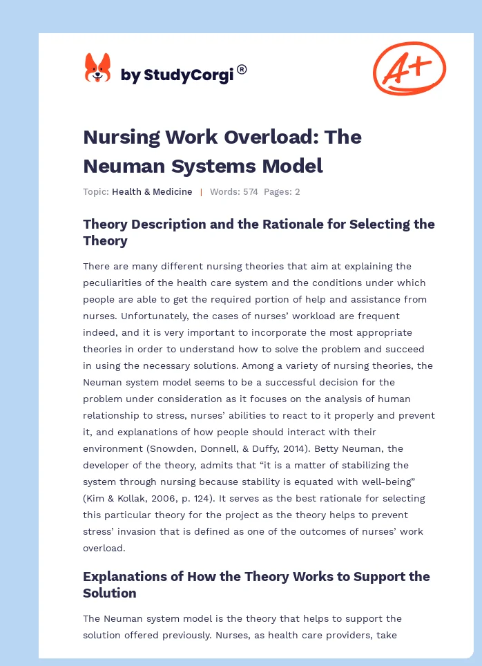Nursing Work Overload: The Neuman Systems Model. Page 1