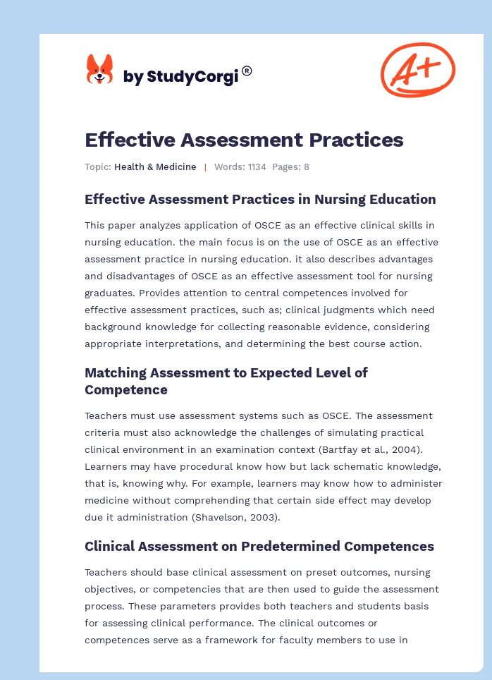Effective Assessment Practices. Page 1