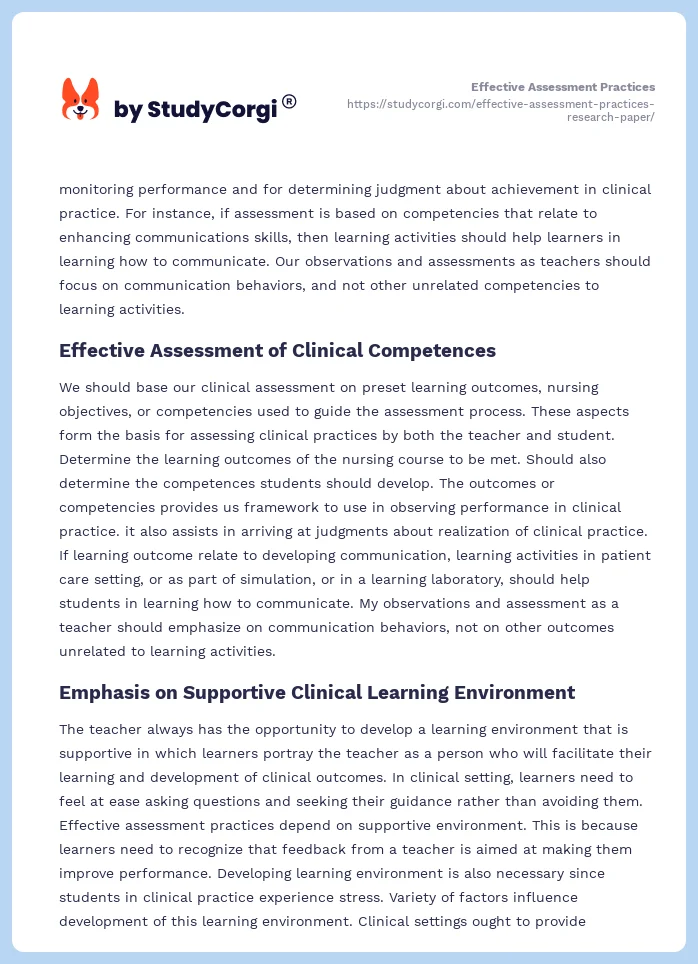 Effective Assessment Practices. Page 2