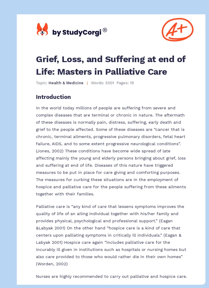 Grief, Loss, and Suffering at end of Life: Masters in Palliative Care. Page 1