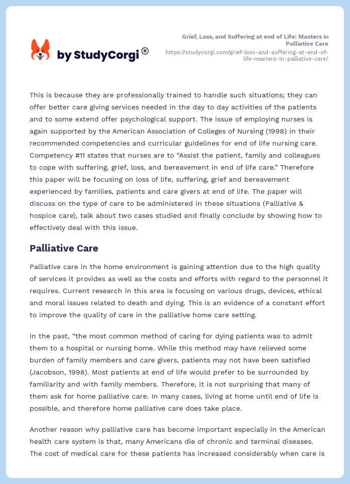 Grief, Loss, and Suffering at end of Life: Masters in Palliative Care. Page 2