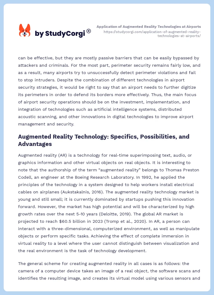 Application of Augmented Reality Technologies at Airports. Page 2