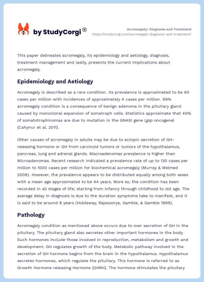 Acromegaly: Diagnosis and Treatment. Page 2