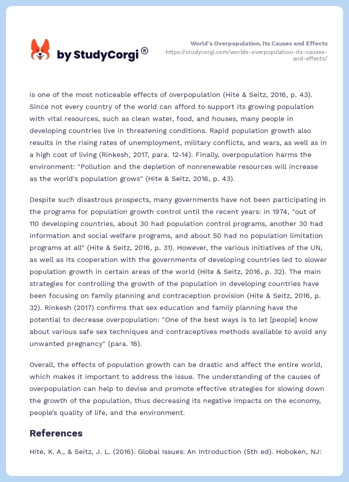 World's Overpopulation, Its Causes and Effects. Page 2