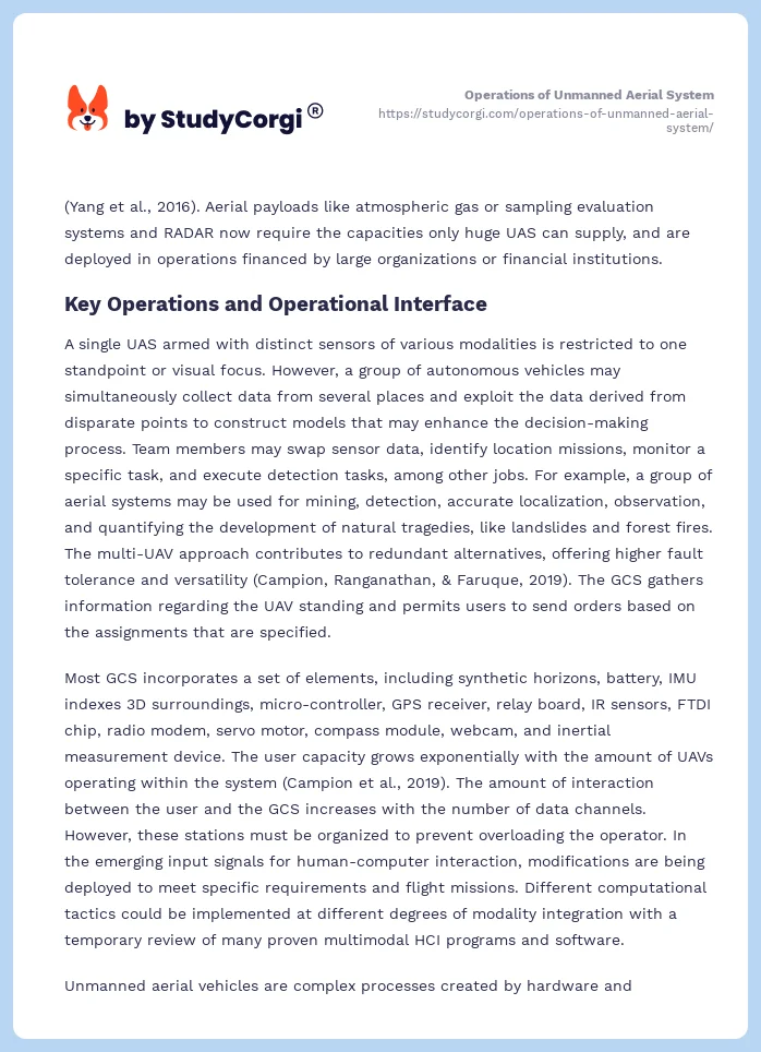 Operations of Unmanned Aerial System. Page 2