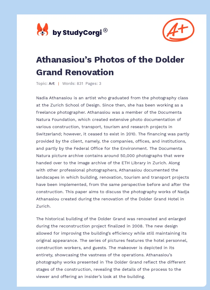 Athanasiou’s Photos of the Dolder Grand Renovation. Page 1